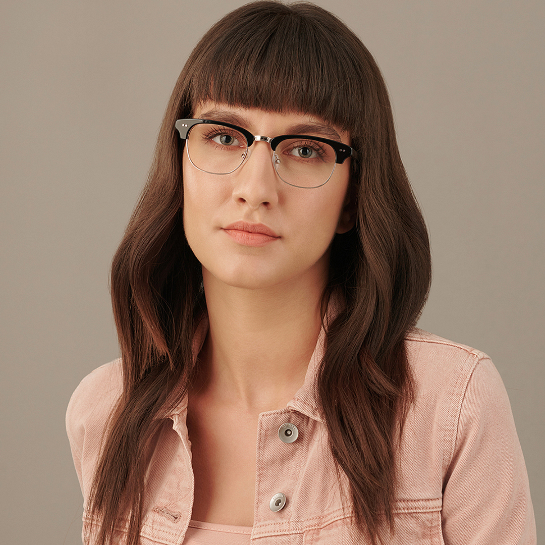 John Jacobs Dark Gunmetal Full Rim Clubmaster right side