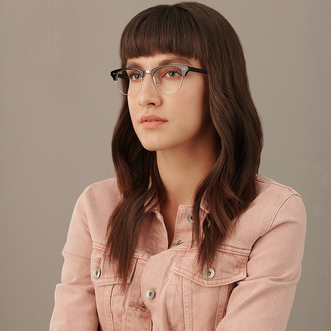 John Jacobs Dark Gunmetal Full Rim Clubmaster left side