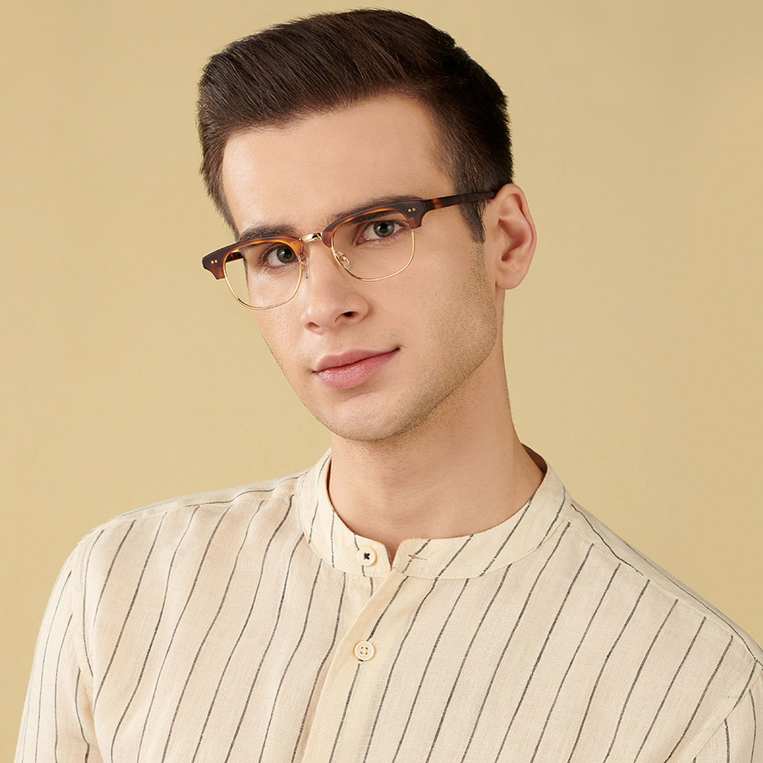 John Jacobs Golden Brown Full Rim Clubmaster left side