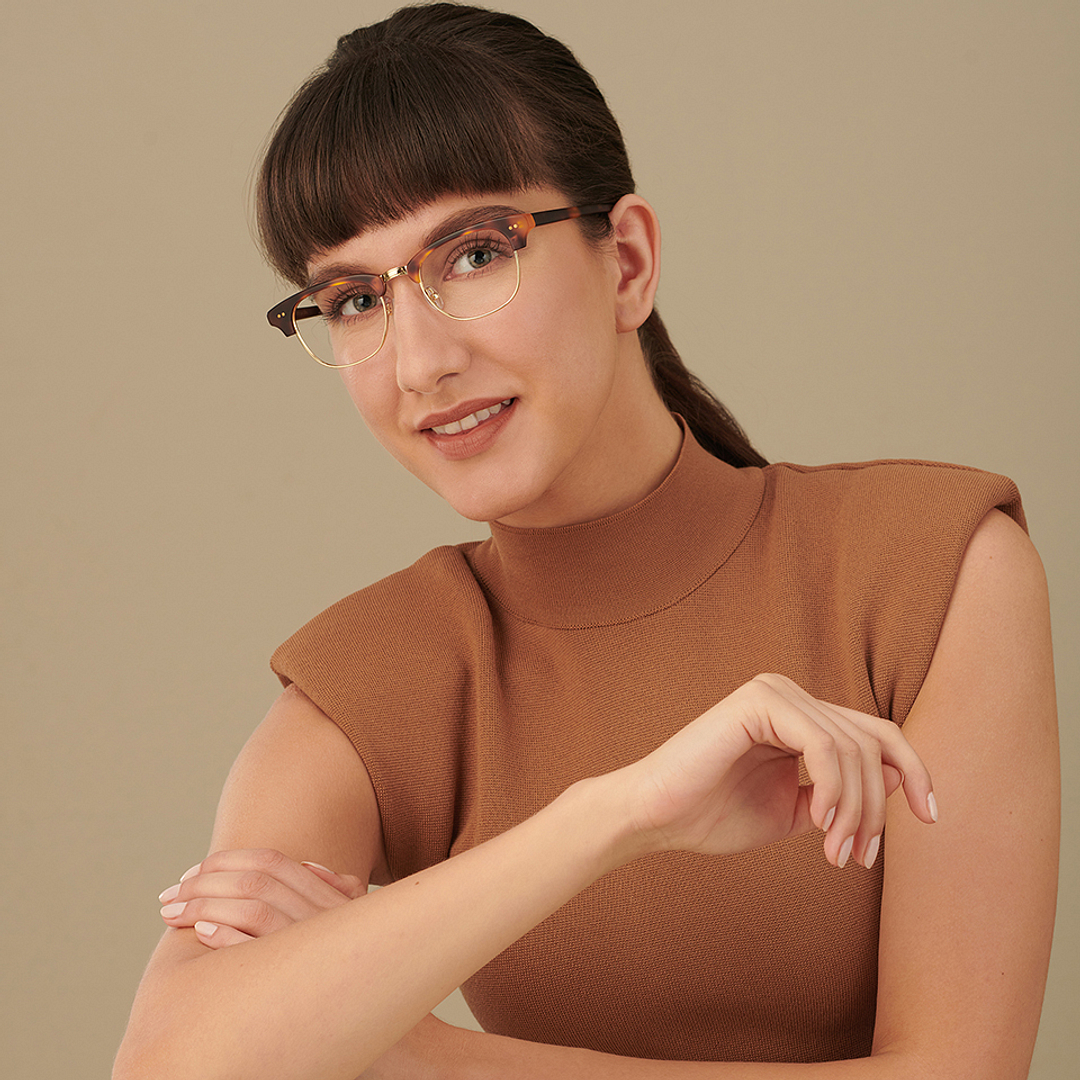 John Jacobs Golden Brown Full Rim Clubmaster left side