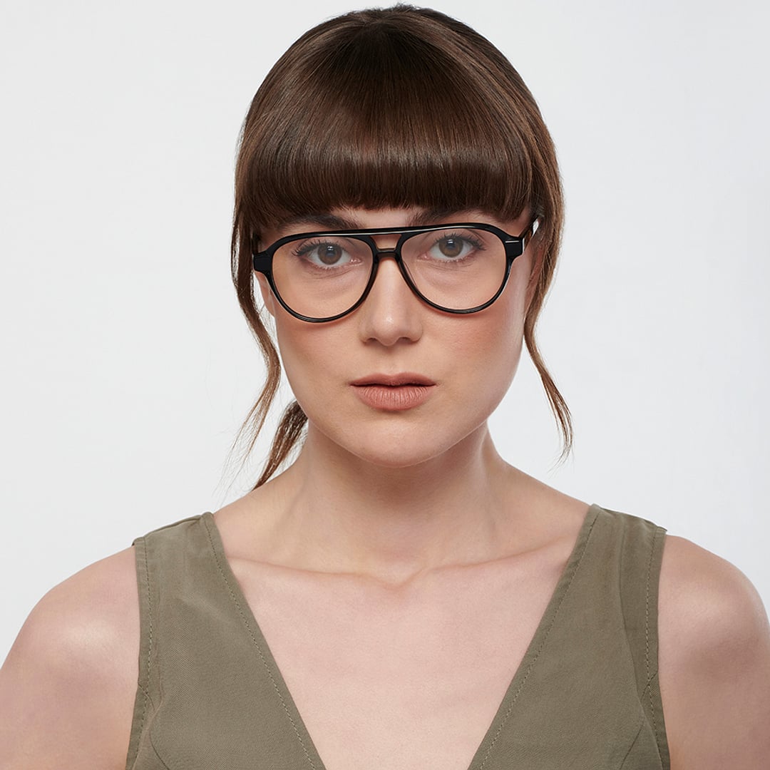 John Jacobs Black Full Rim Aviator left side