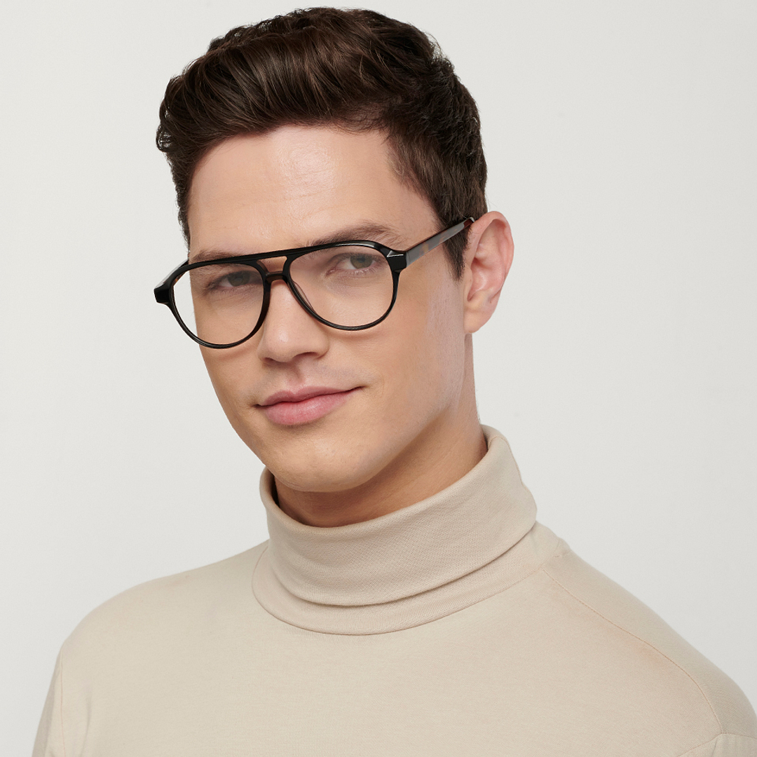 John Jacobs Black Full Rim Aviator left side