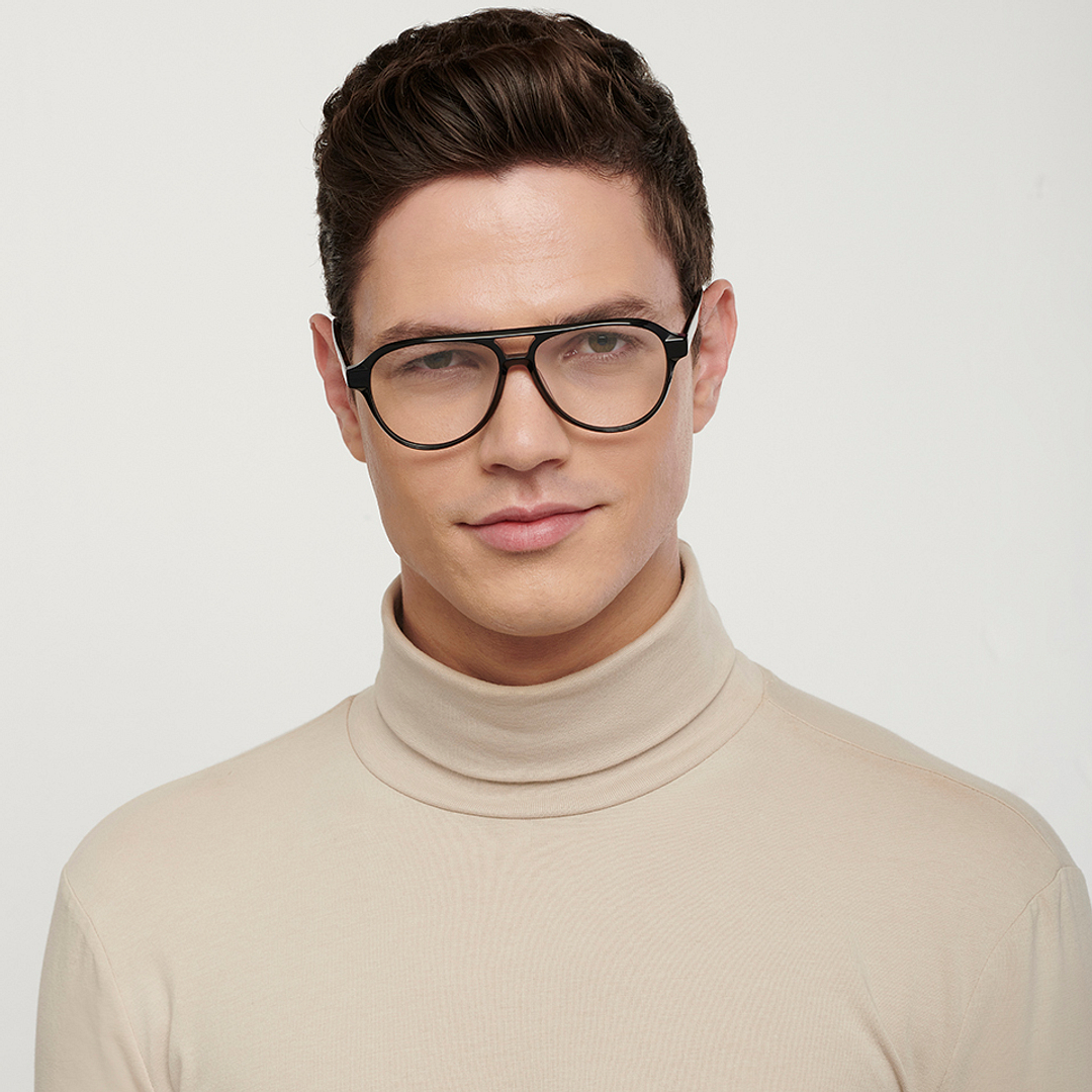 John Jacobs Black Full Rim Aviator right side