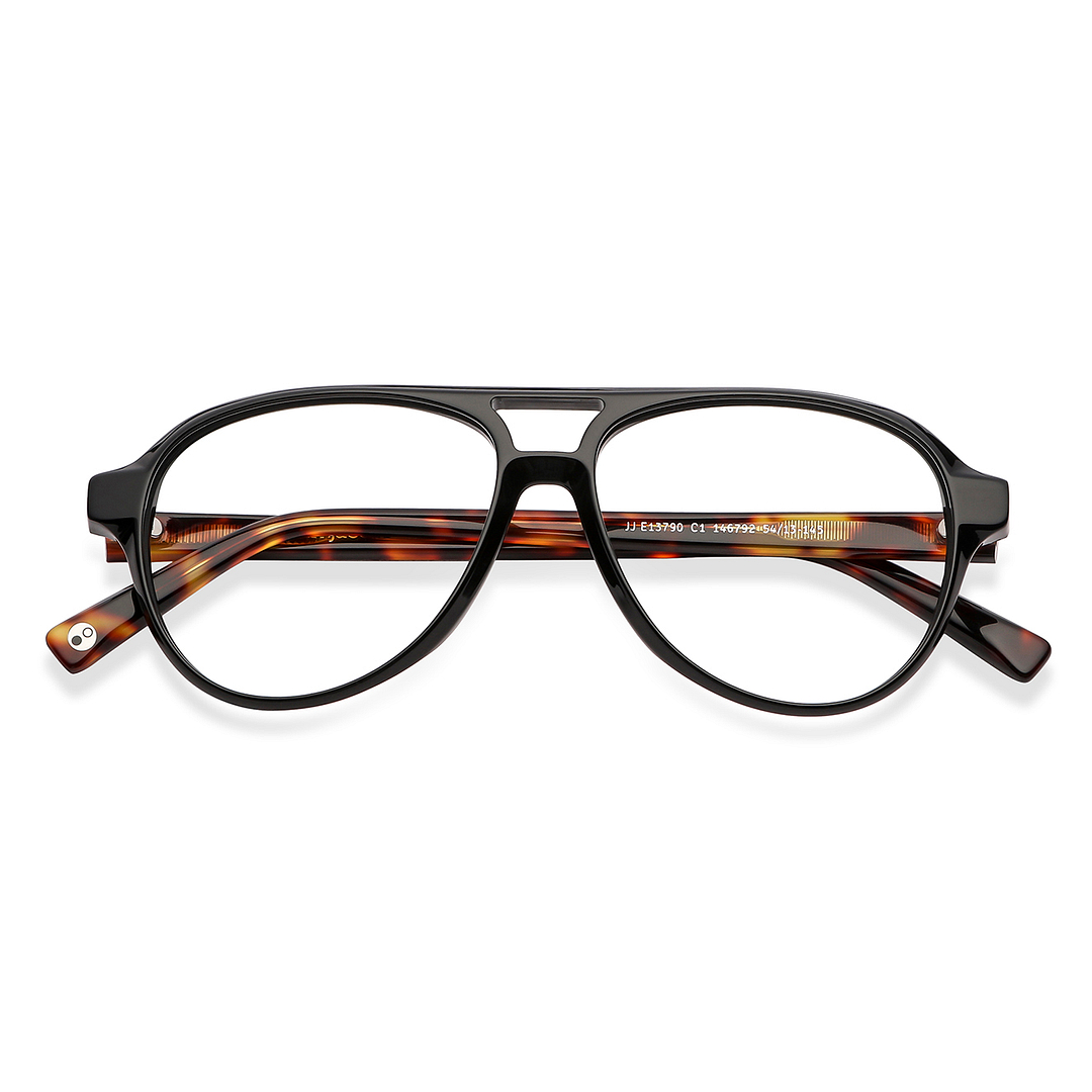 John Jacobs Black Full Rim Aviator left side