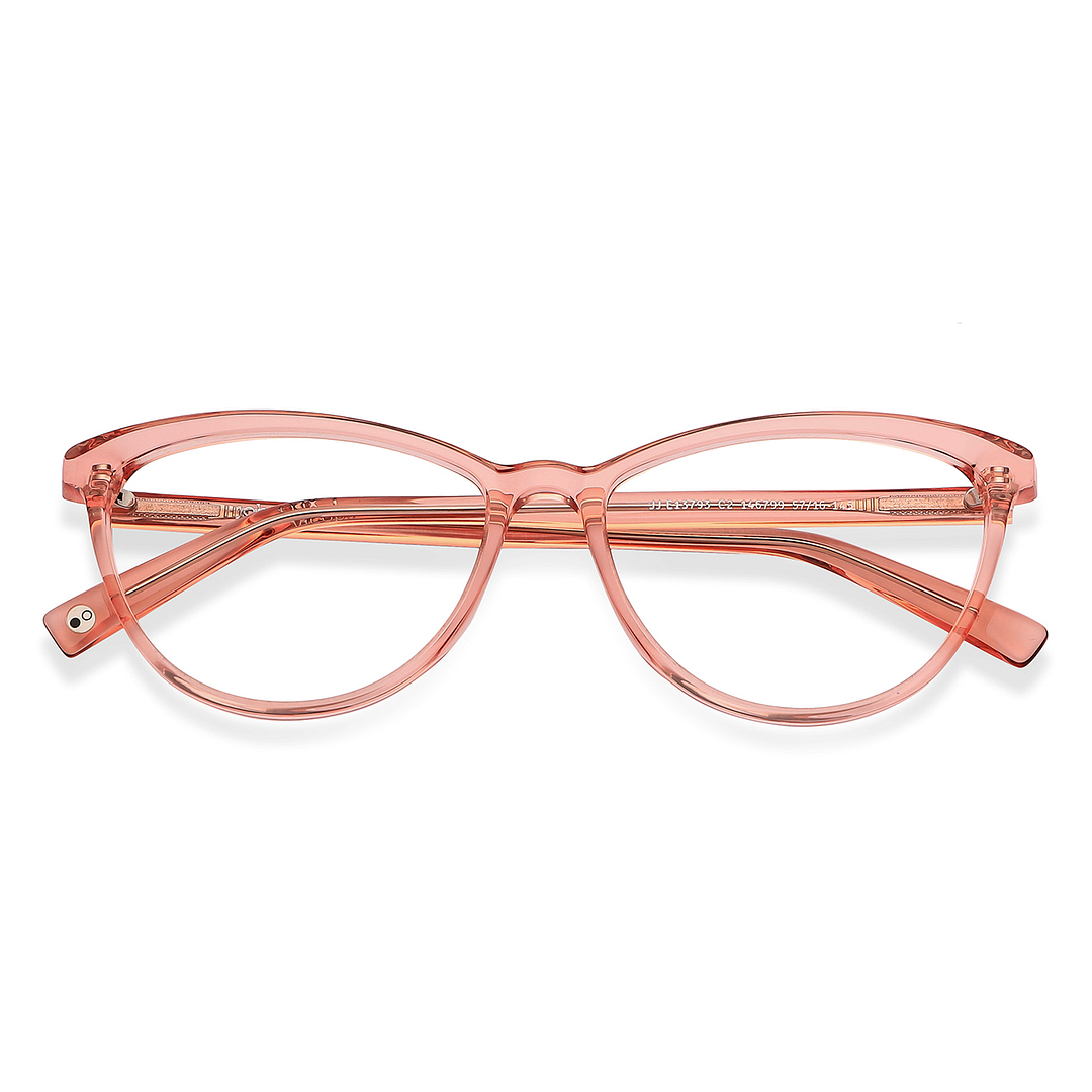 John Jacobs Online Pink Transparent Full Rim Cat Eye left side