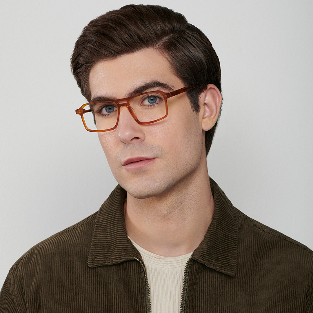 John Jacobs Light Brown Full Rim Rectangle right side