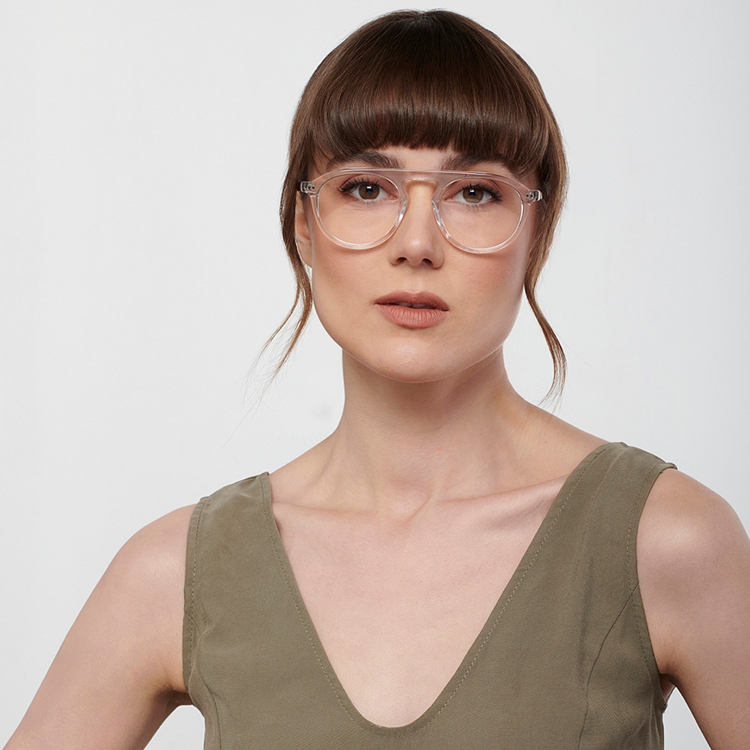 John Jacobs Crystal Transparent Full Rim Round left side