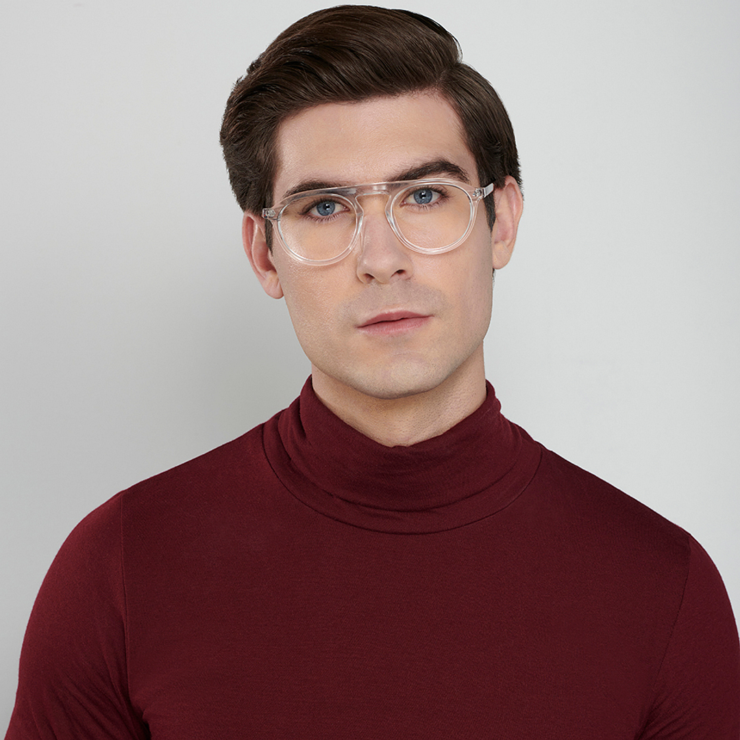 John Jacobs Crystal Transparent Full Rim Round left side