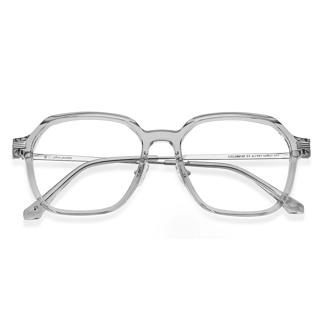 John Jacobs Online Gray Transparent Full Rim Square left side