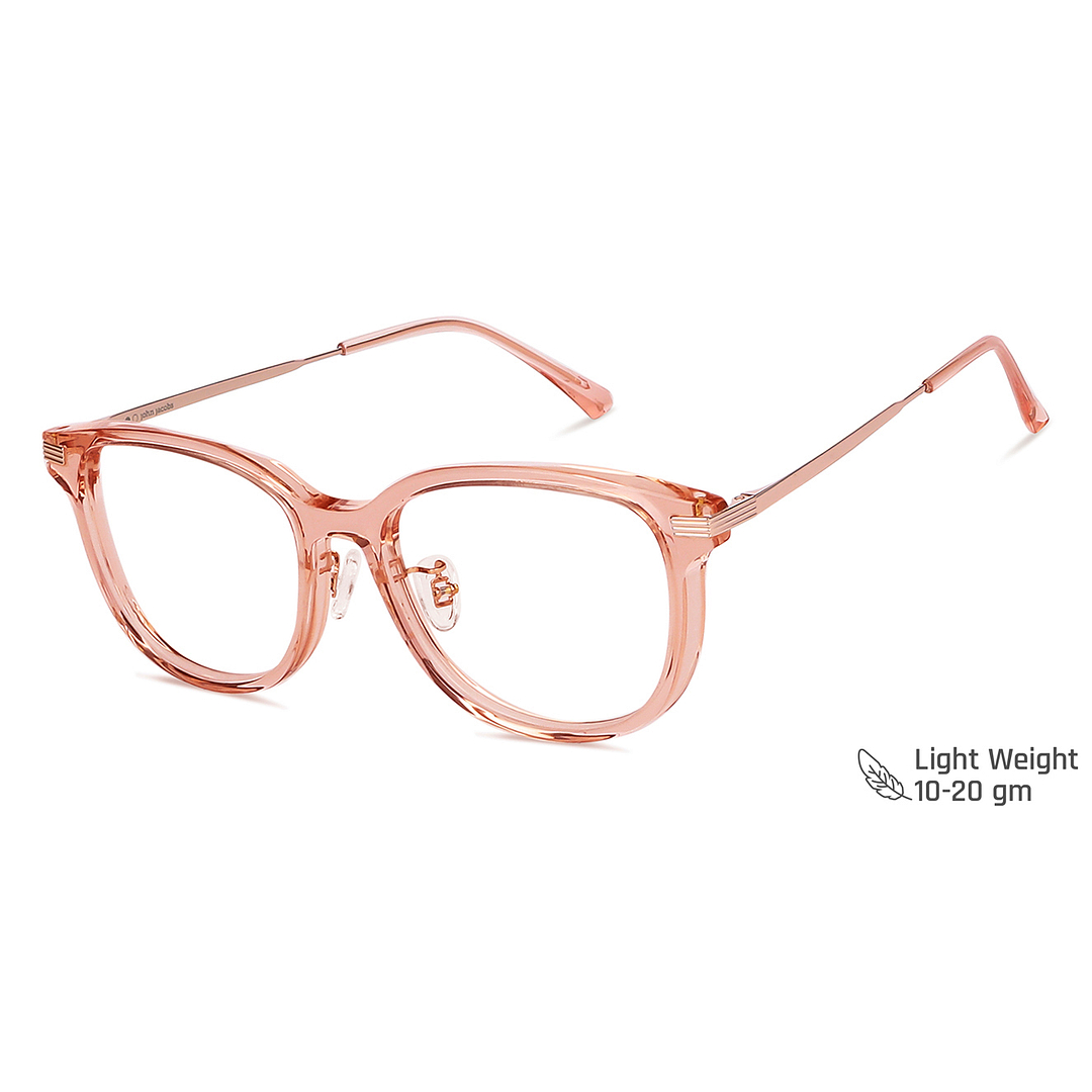 John Jacobs Online Pink Transparent Full Rim Round left side