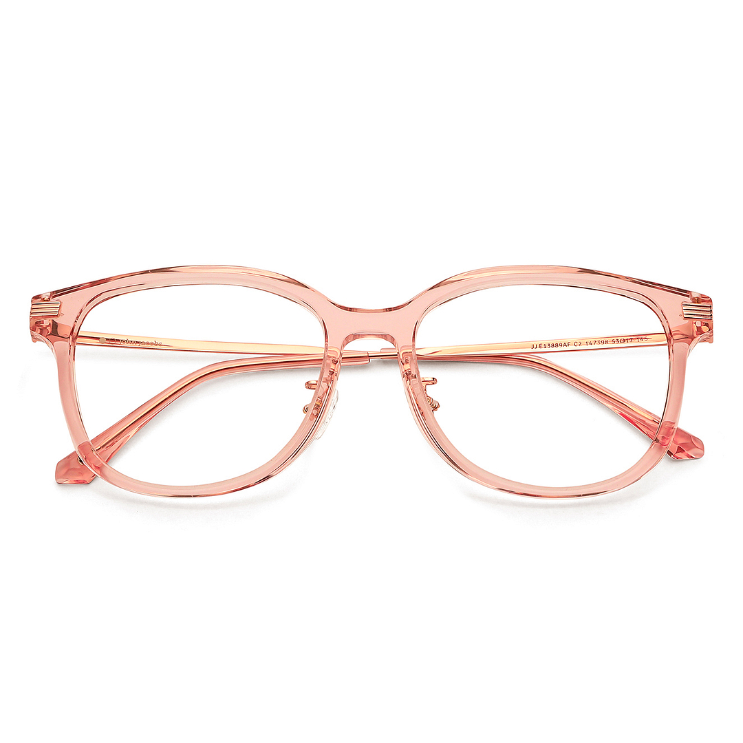 John Jacobs Online Pink Transparent Full Rim Round left side