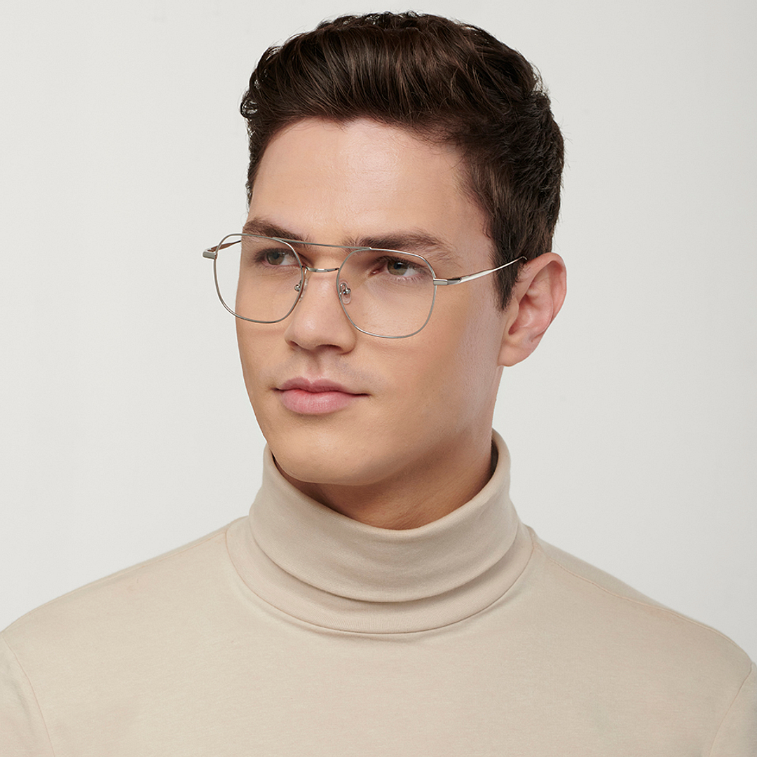John Jacobs Silver Full Rim Square left side