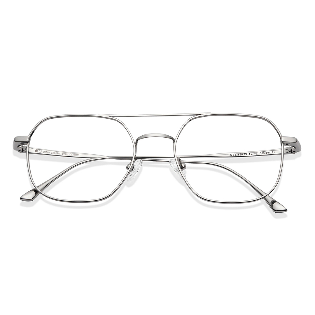 John Jacobs Silver Full Rim Square left side