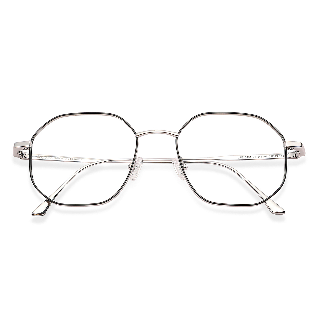 John Jacobs Online Dark Gunmetal Full Rim Hexagonal left side