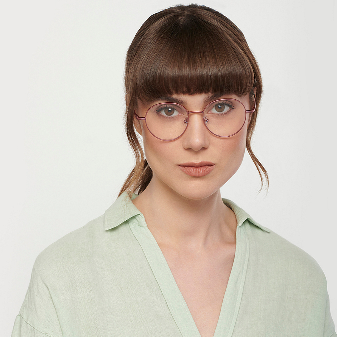 John Jacobs Pink Transparent Full Rim Round left side