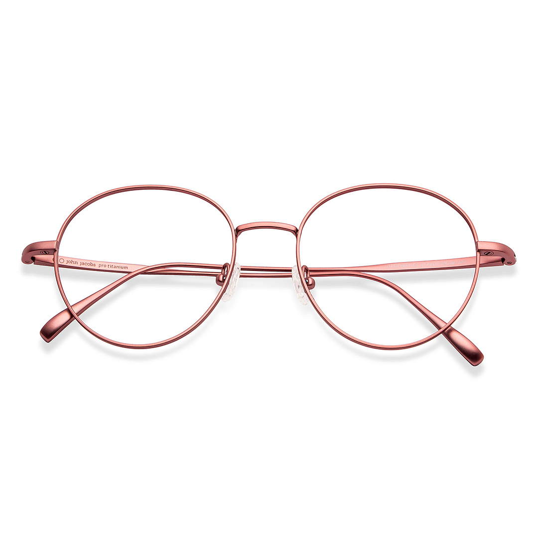 John Jacobs Pink Transparent Full Rim Round left side