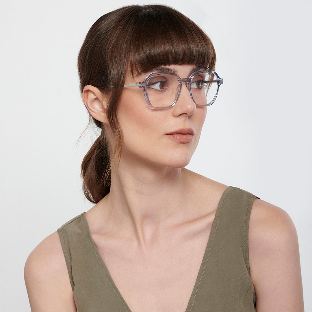 John Jacobs Online Blue Transparent Full Rim Square right side