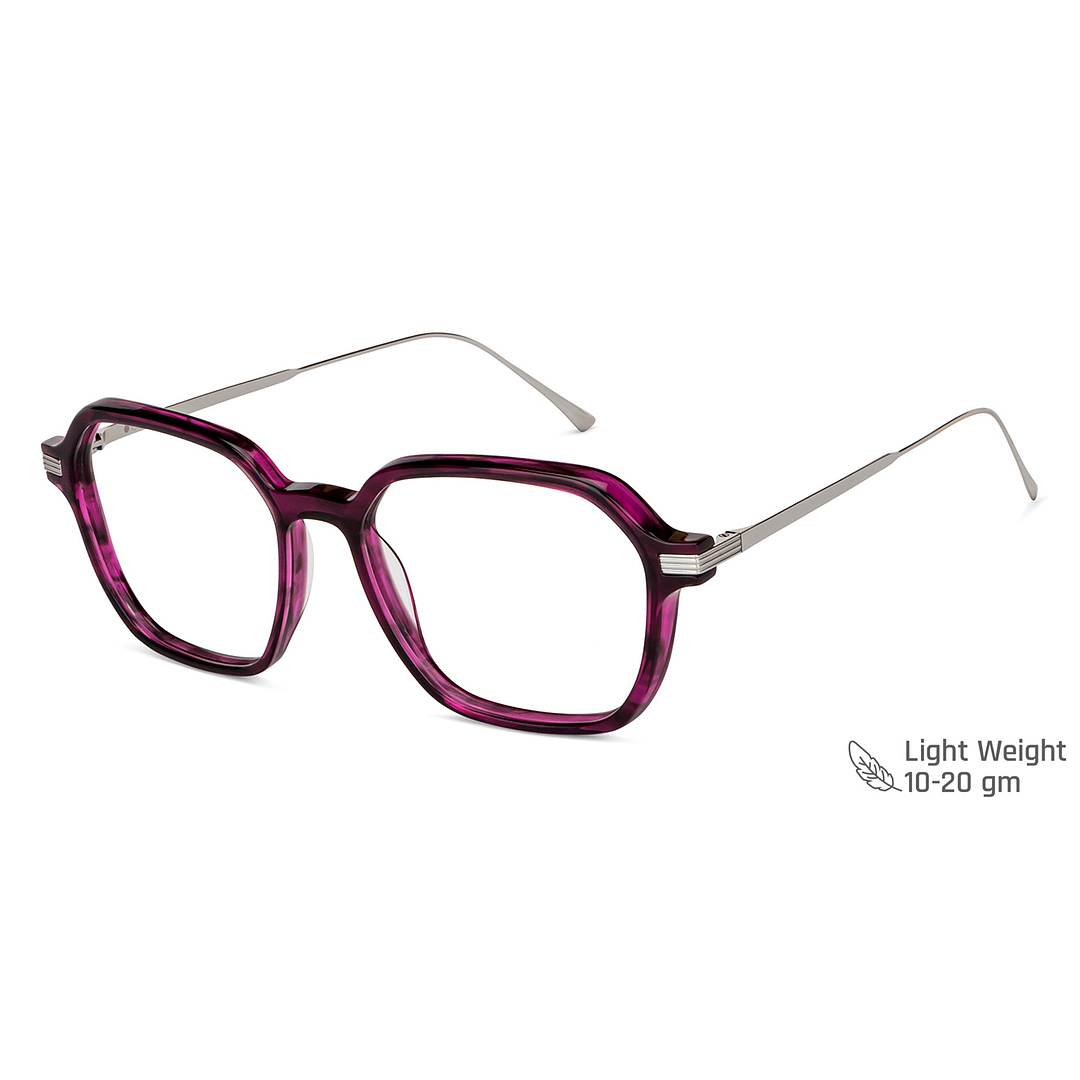 John Jacobs Online Purple Transparent Full Rim Square left side