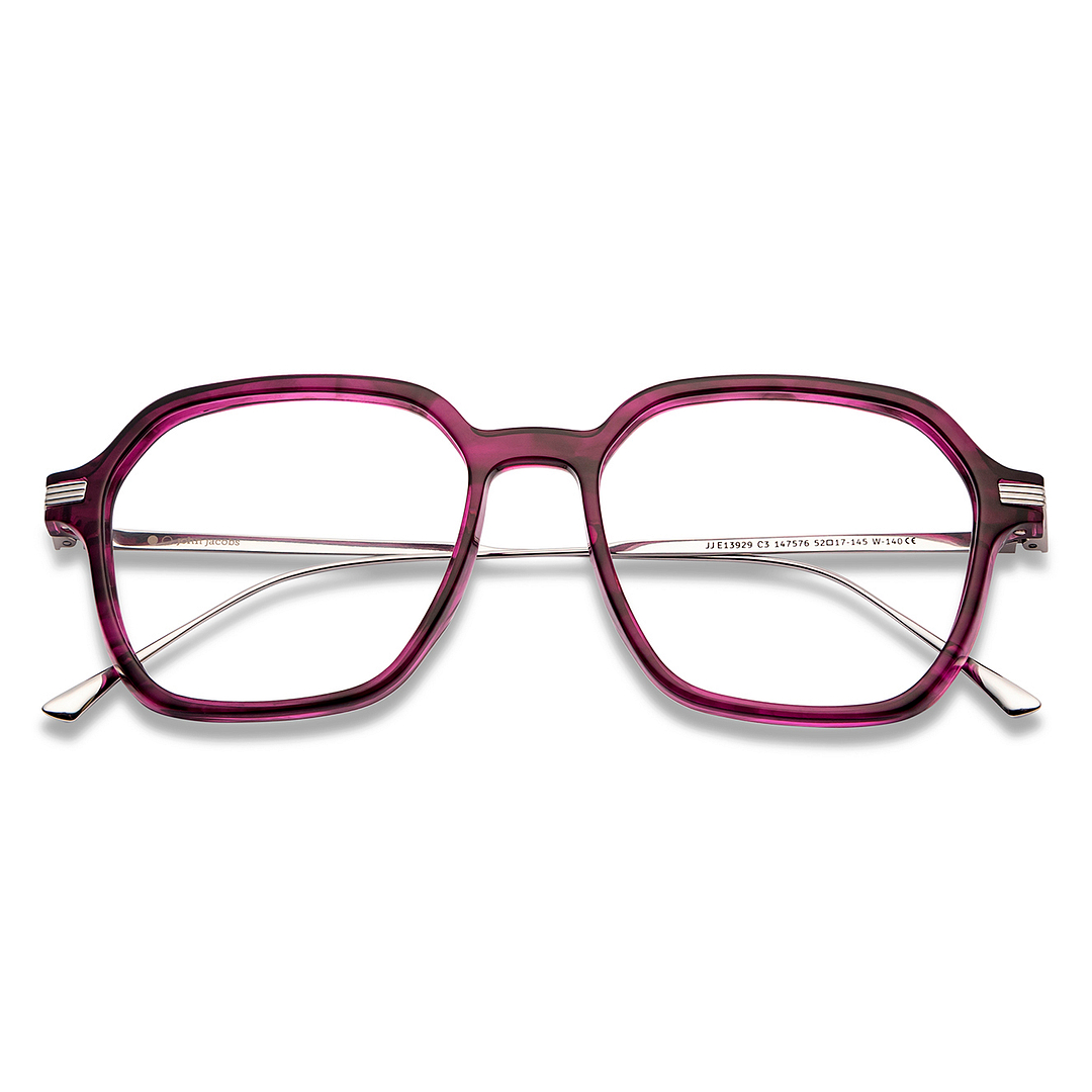 John Jacobs Online Purple Transparent Full Rim Square left side