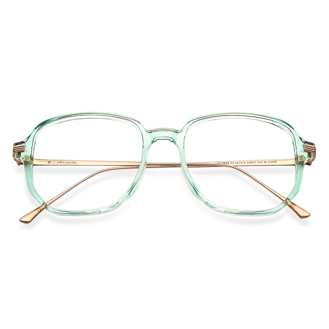 John Jacobs Online Green Transparent Full Rim Square left side