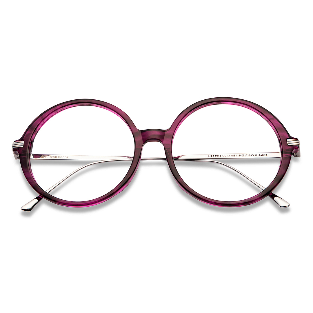 John Jacobs Purple Transparent Full Rim Round left side