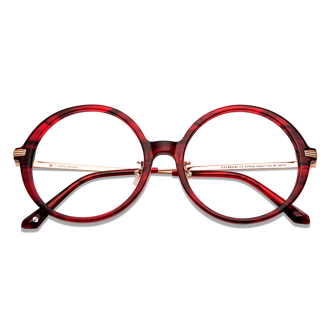 John Jacobs Online Red Transparent Full Rim Round left side