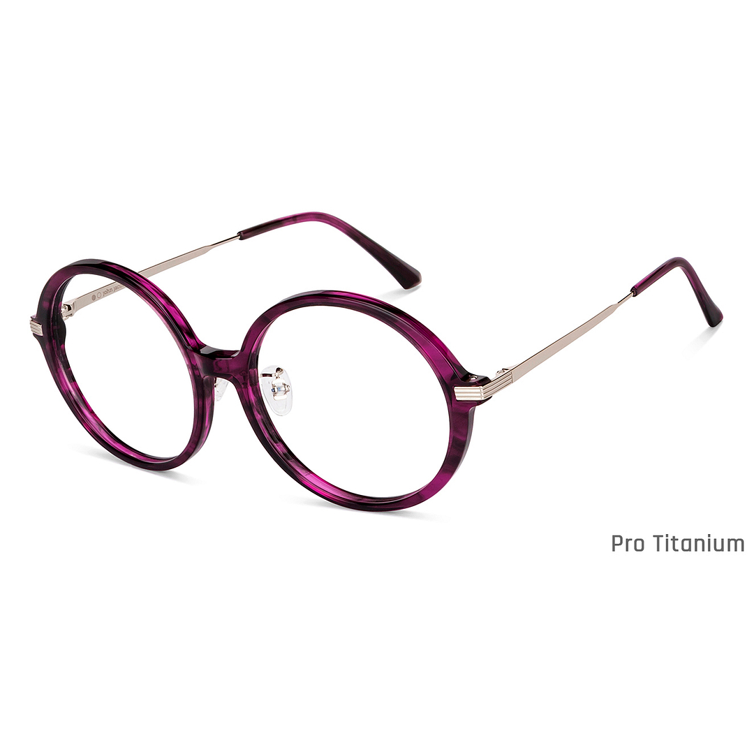 John Jacobs Online Purple Transparent Full Rim Round left side