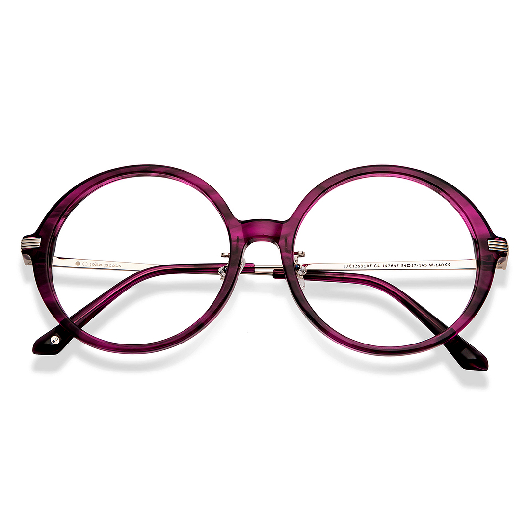 John Jacobs Online Purple Transparent Full Rim Round left side