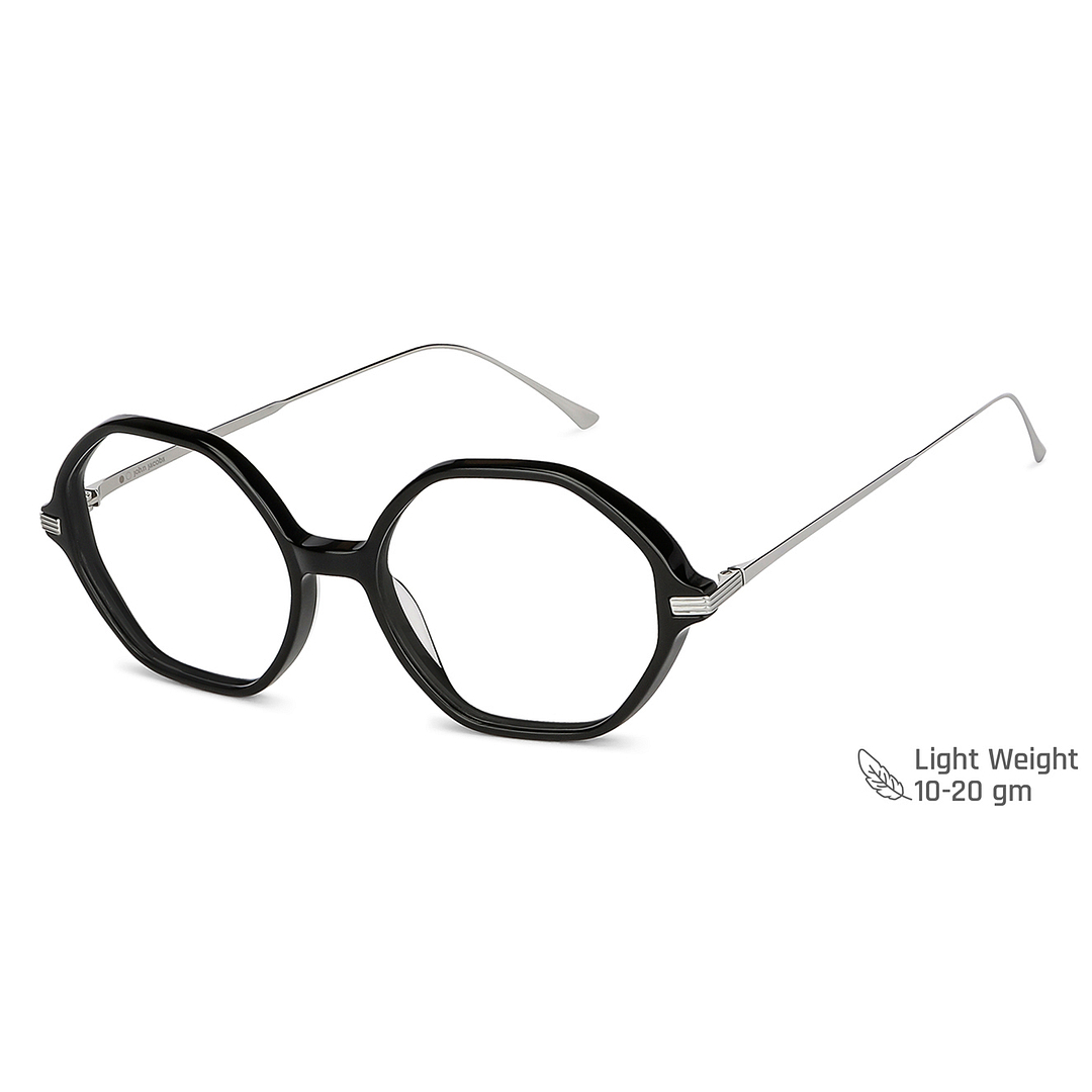 John Jacobs Online Black Full Rim Geometric left side