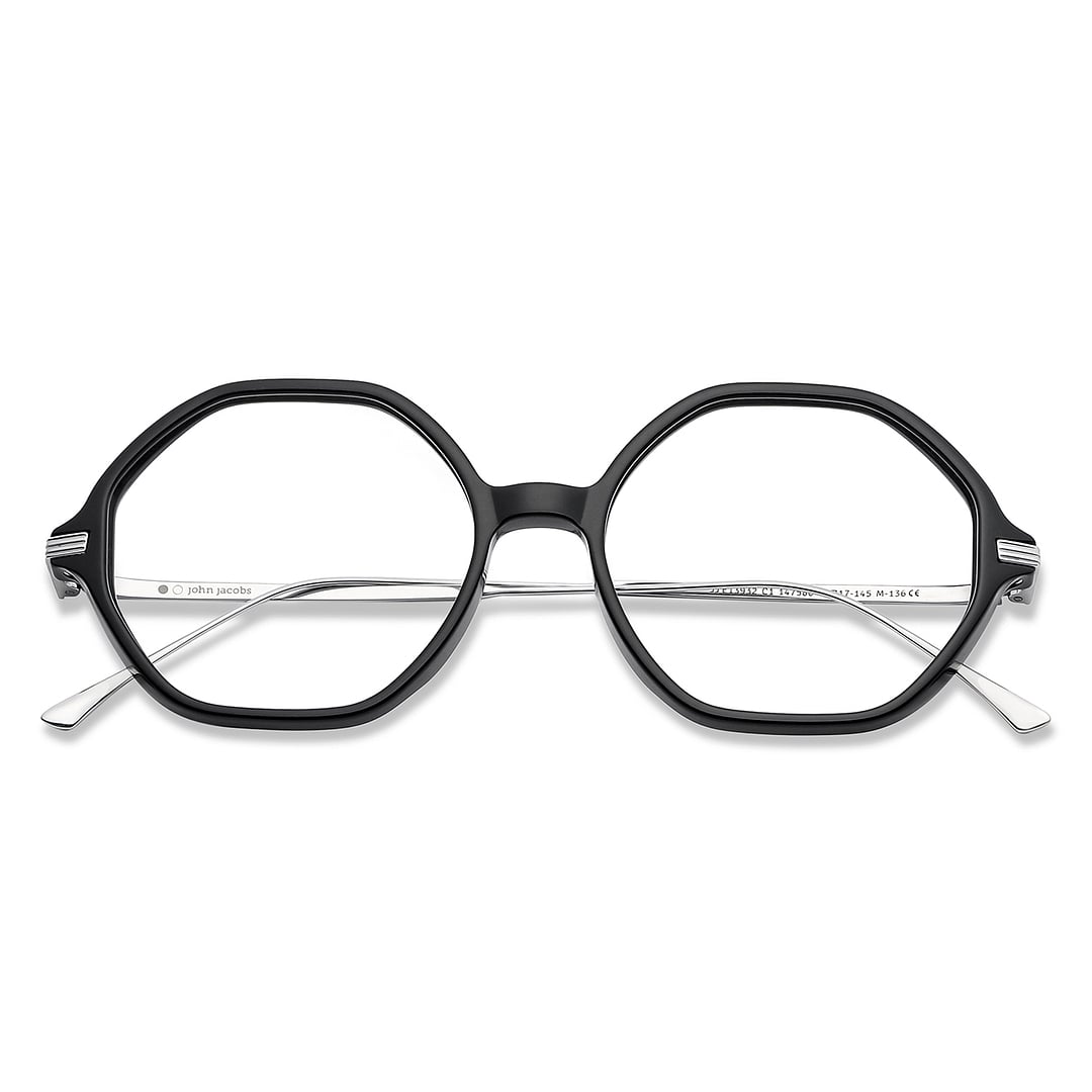John Jacobs Online Black Full Rim Geometric left side