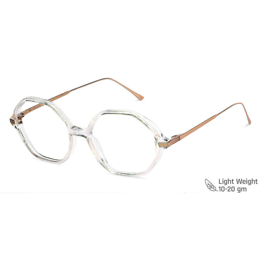John Jacobs Online Crystal Transparent Full Rim Geometric left side