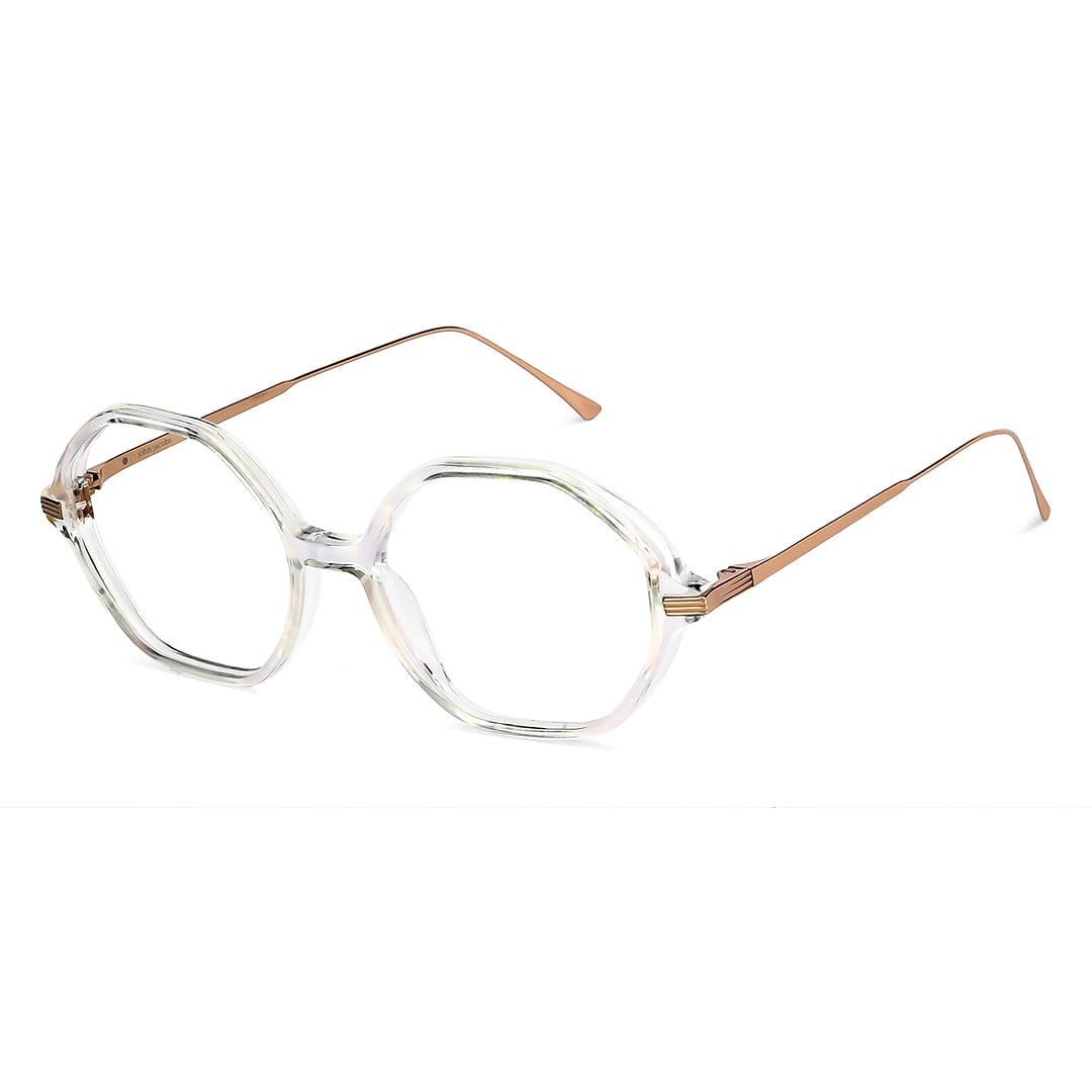 John Jacobs Online Crystal Transparent Full Rim Geometric right side