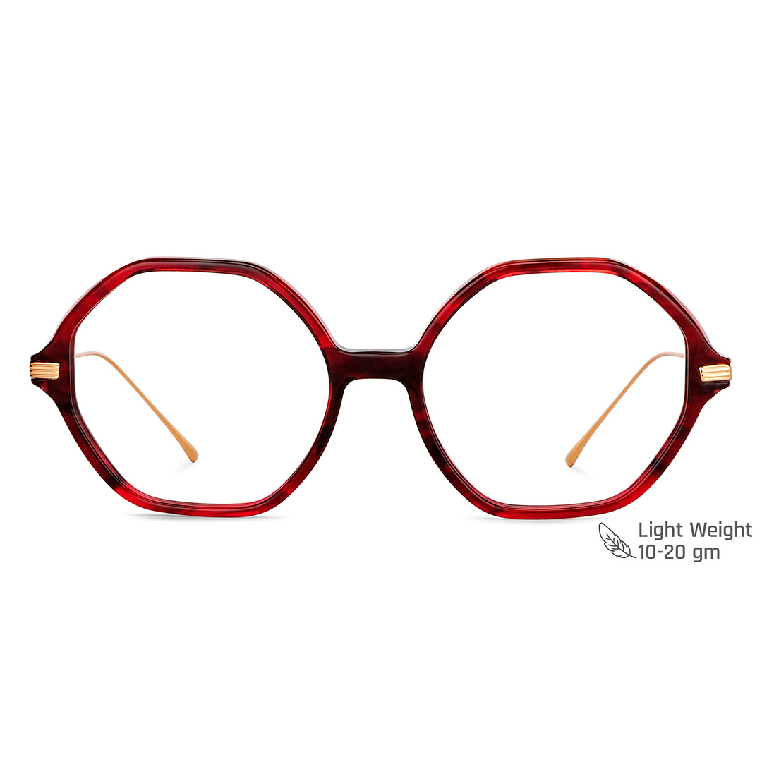 John Jacobs Red Transparent Full Rim Geometric right side