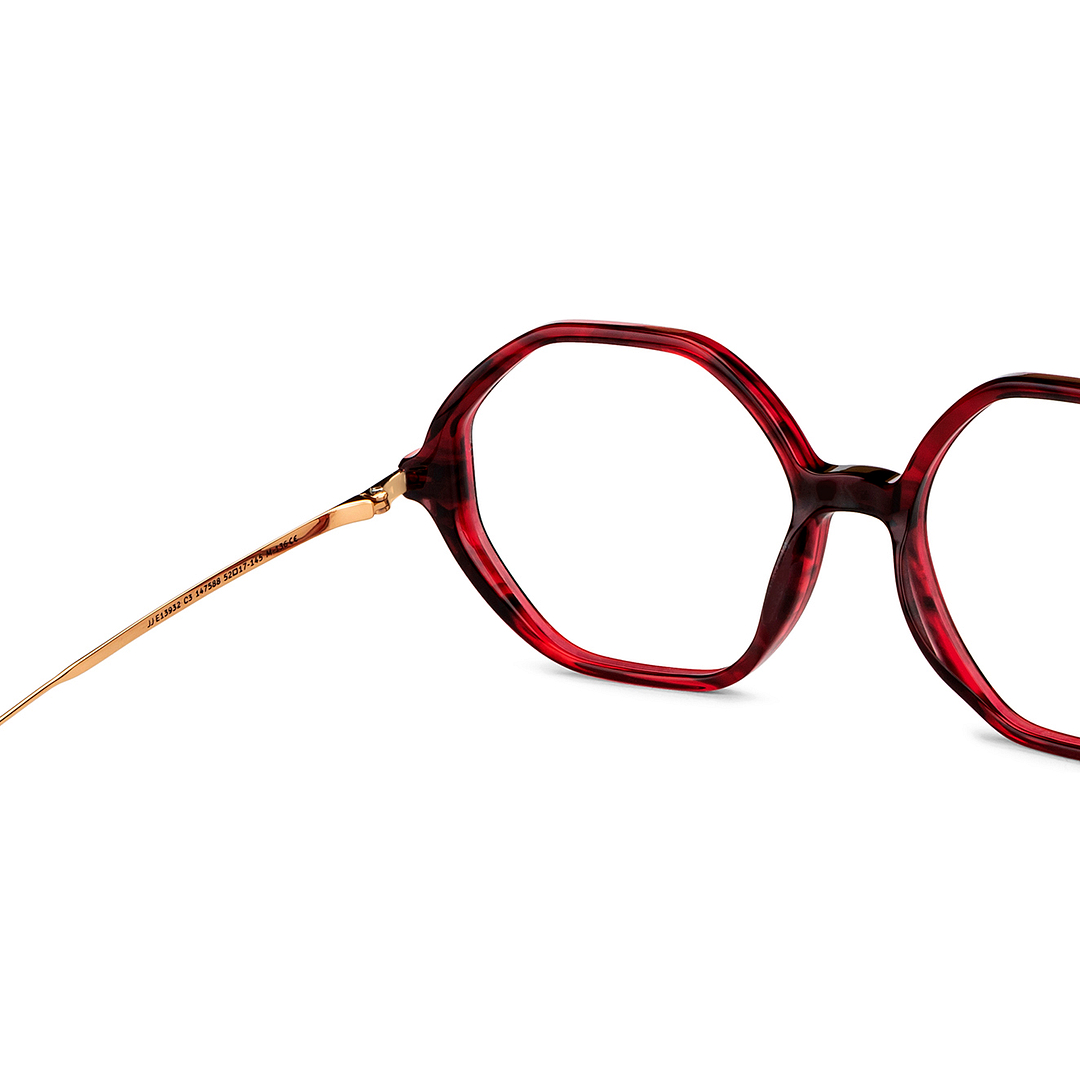 John Jacobs Red Transparent Full Rim Geometric right side