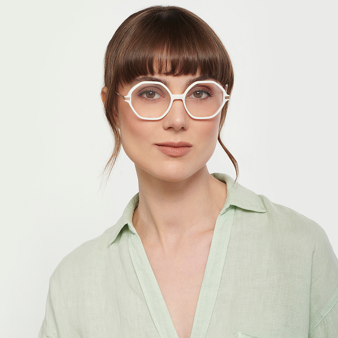 John Jacobs Online White Full Rim Geometric left side