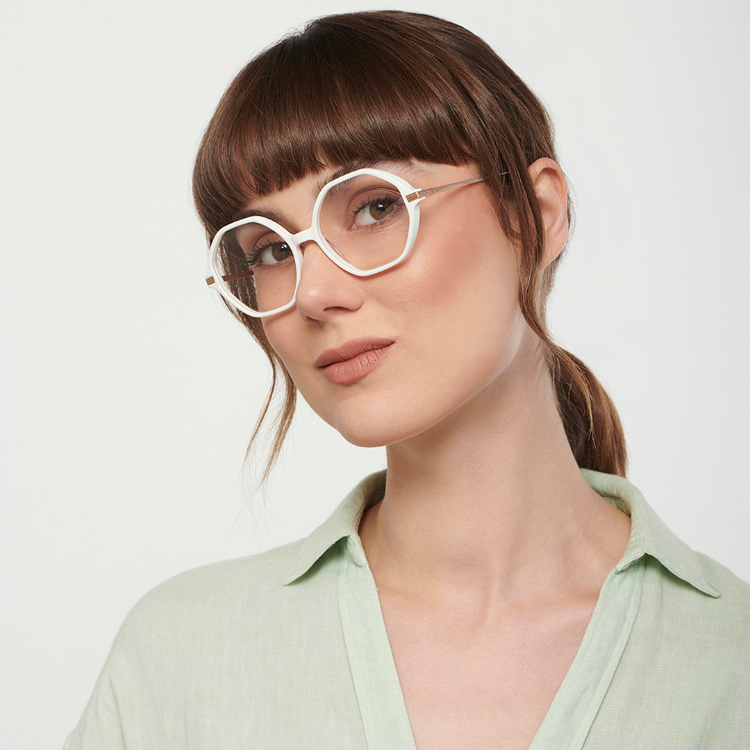 John Jacobs Online White Full Rim Geometric right side