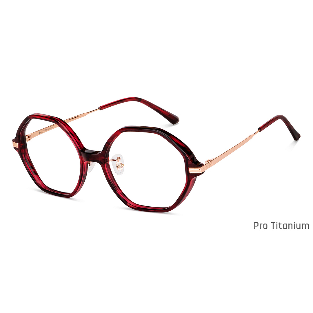 John Jacobs Online Red Transparent Full Rim Round left side