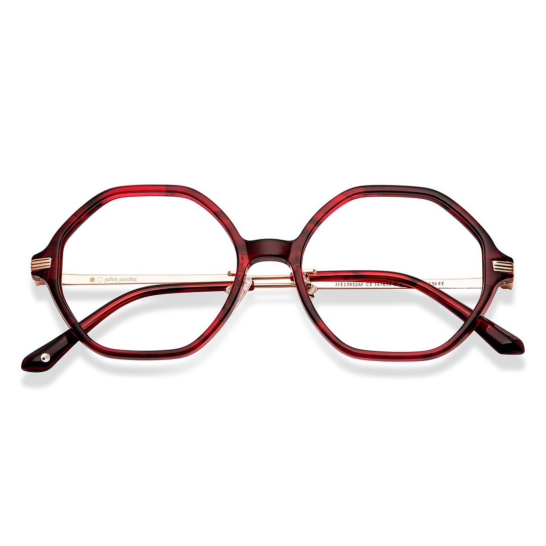 John Jacobs Online Red Transparent Full Rim Round left side
