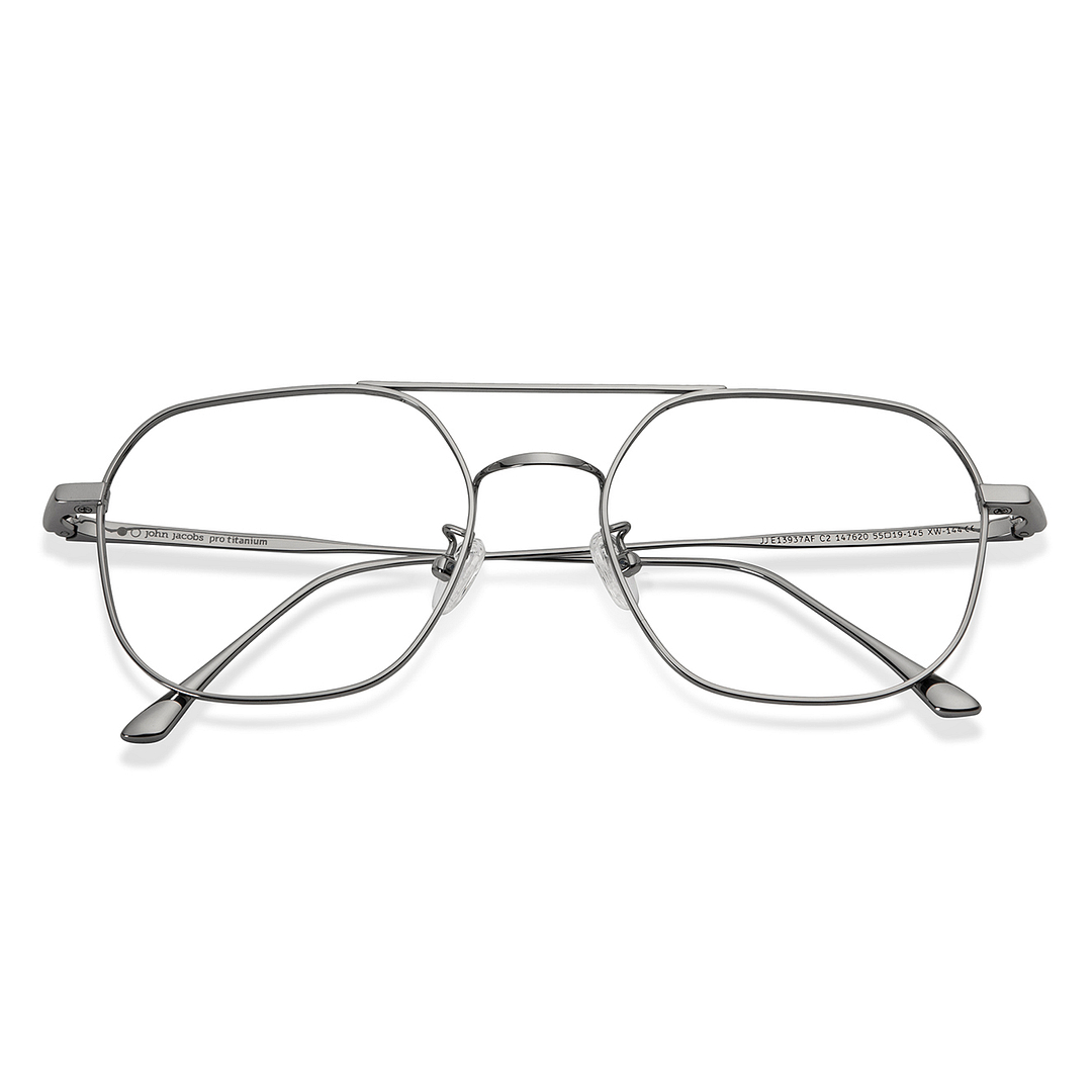 John Jacobs Silver Full Rim Geometric left side
