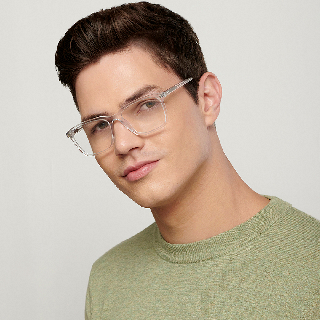 John Jacobs Crystal Transparent Full Rim Square left side