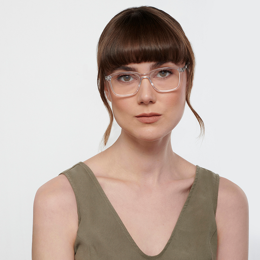 John Jacobs Crystal Transparent Full Rim Square left side