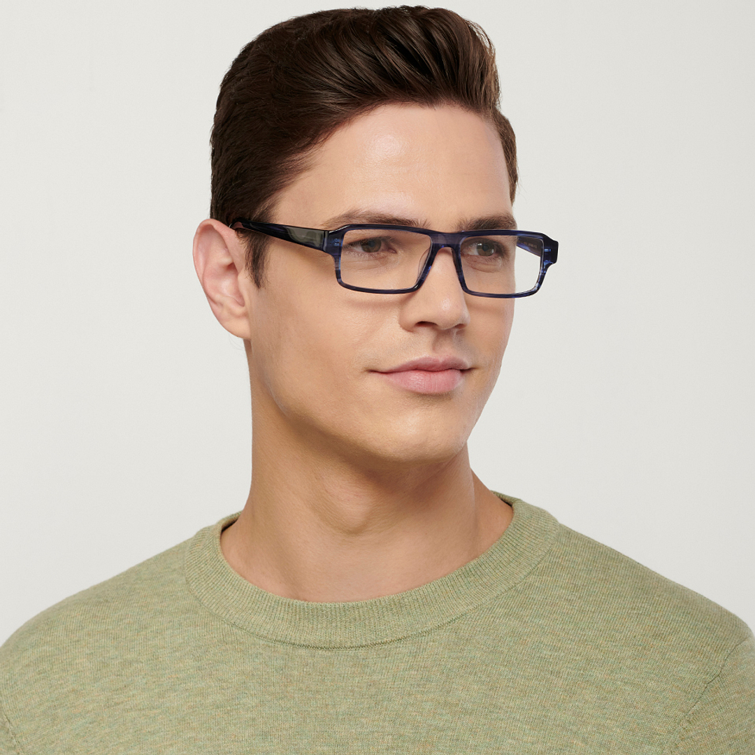 John Jacobs Online Blue Transparent Full Rim Rectangle right side