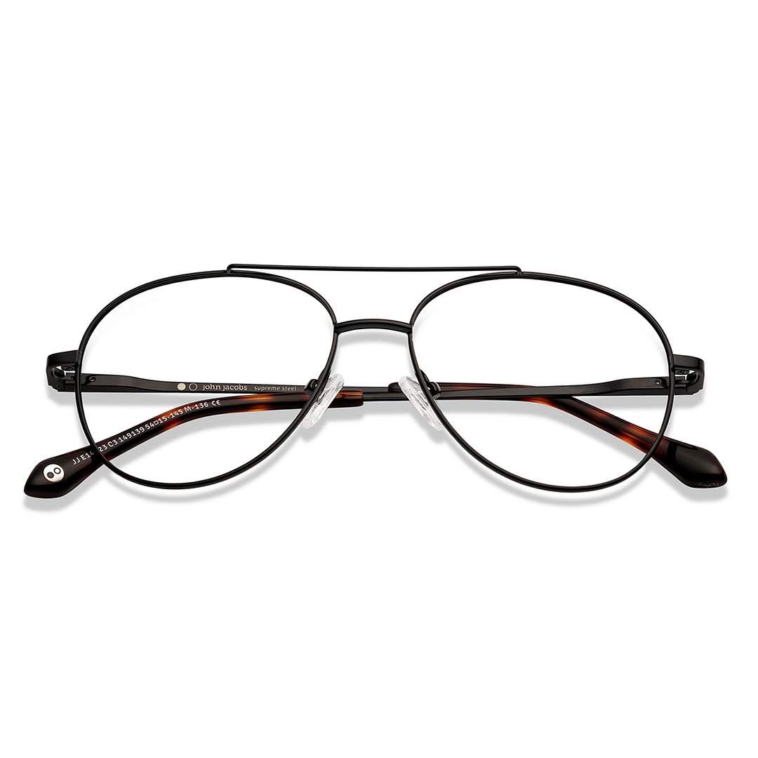 John Jacobs Online Black Full Rim Aviator left side