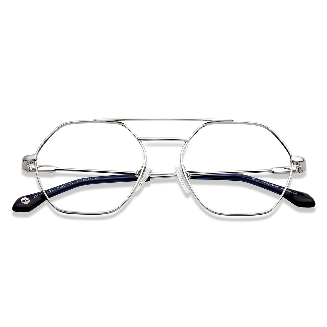 John Jacobs Online Silver Full Rim Geometric left side