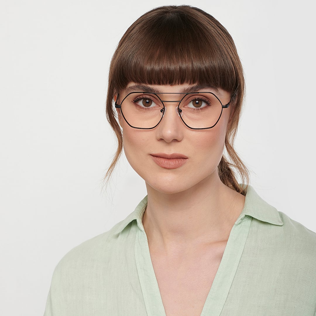 John Jacobs Black Full Rim Hexagonal right side