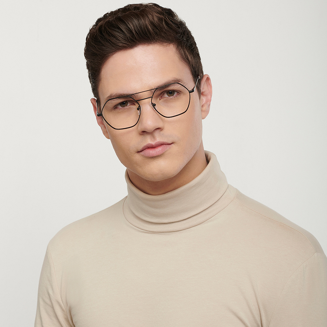 John Jacobs Black Full Rim Hexagonal right side