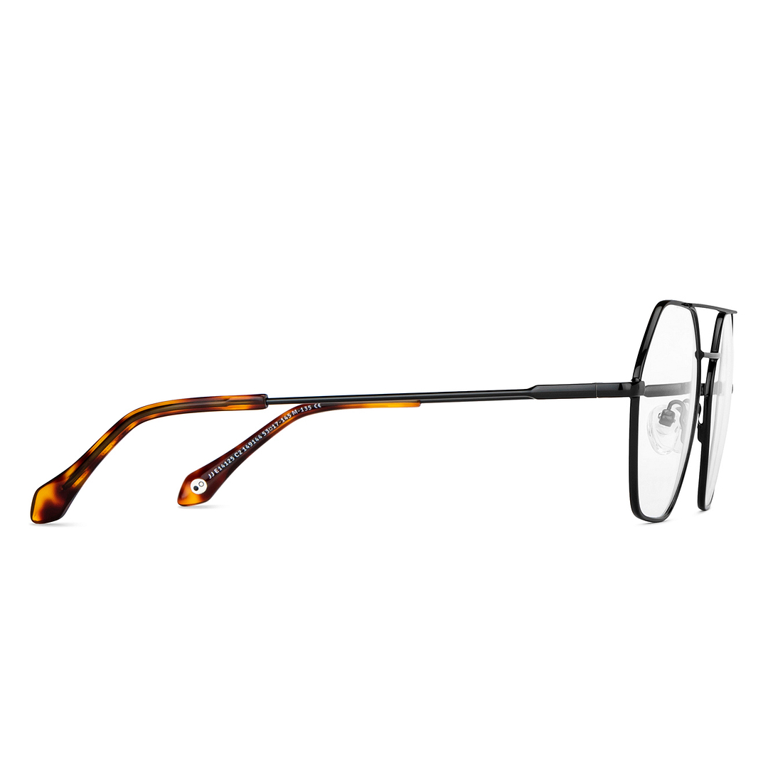 John Jacobs Black Full Rim Hexagonal left side