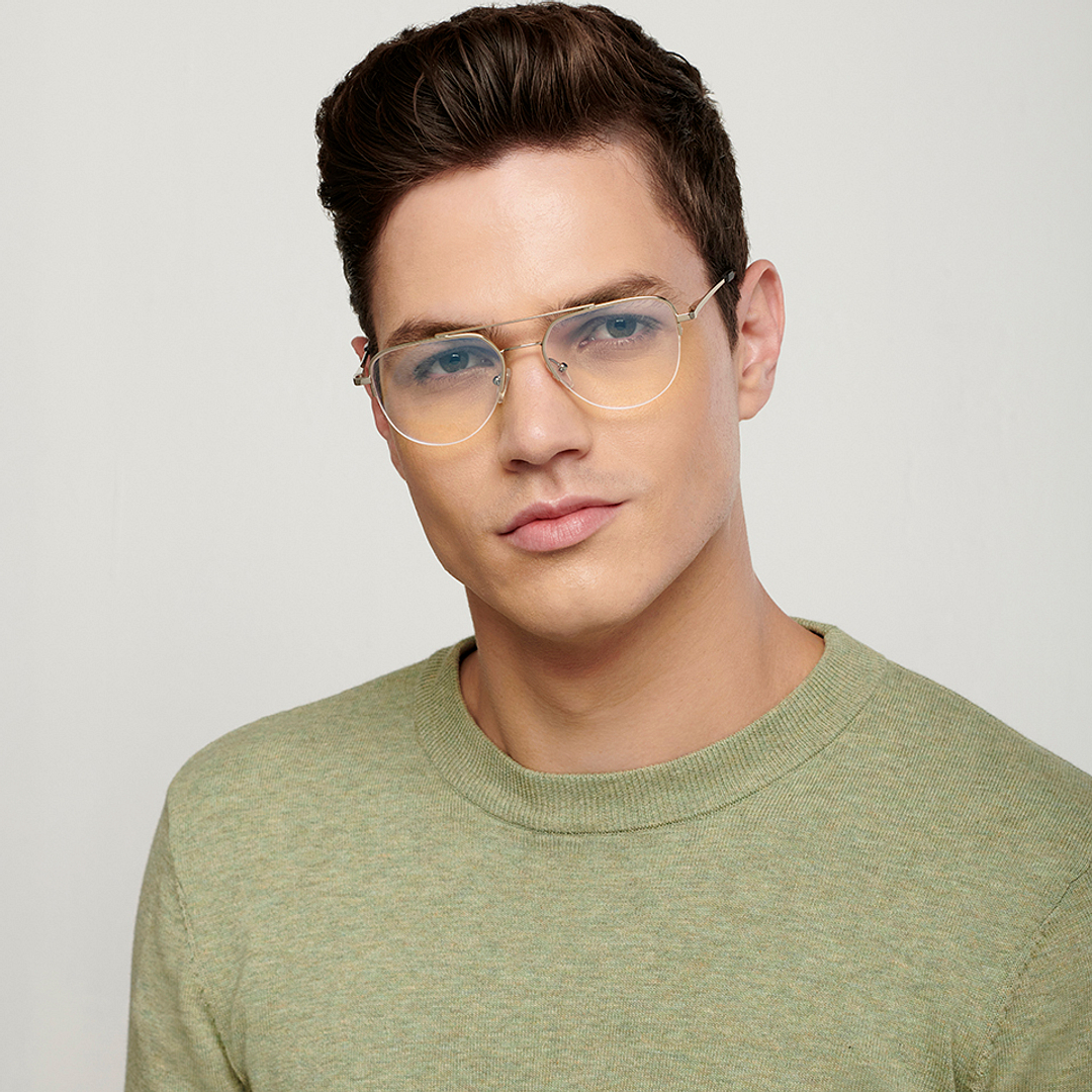 John Jacobs Online Silver Half Rim Aviator left side