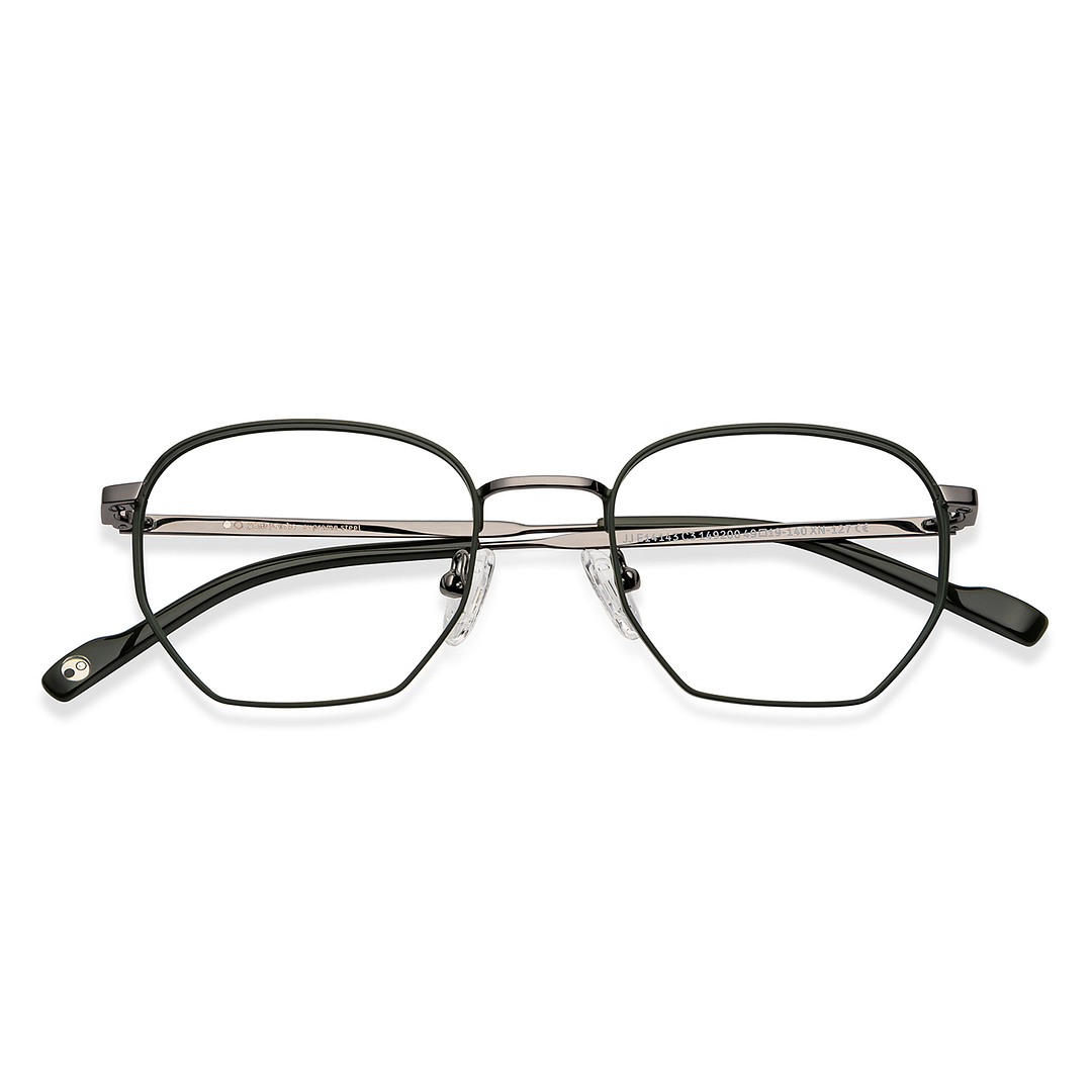 John Jacobs Gunmetal Green Full Rim Geometric left side