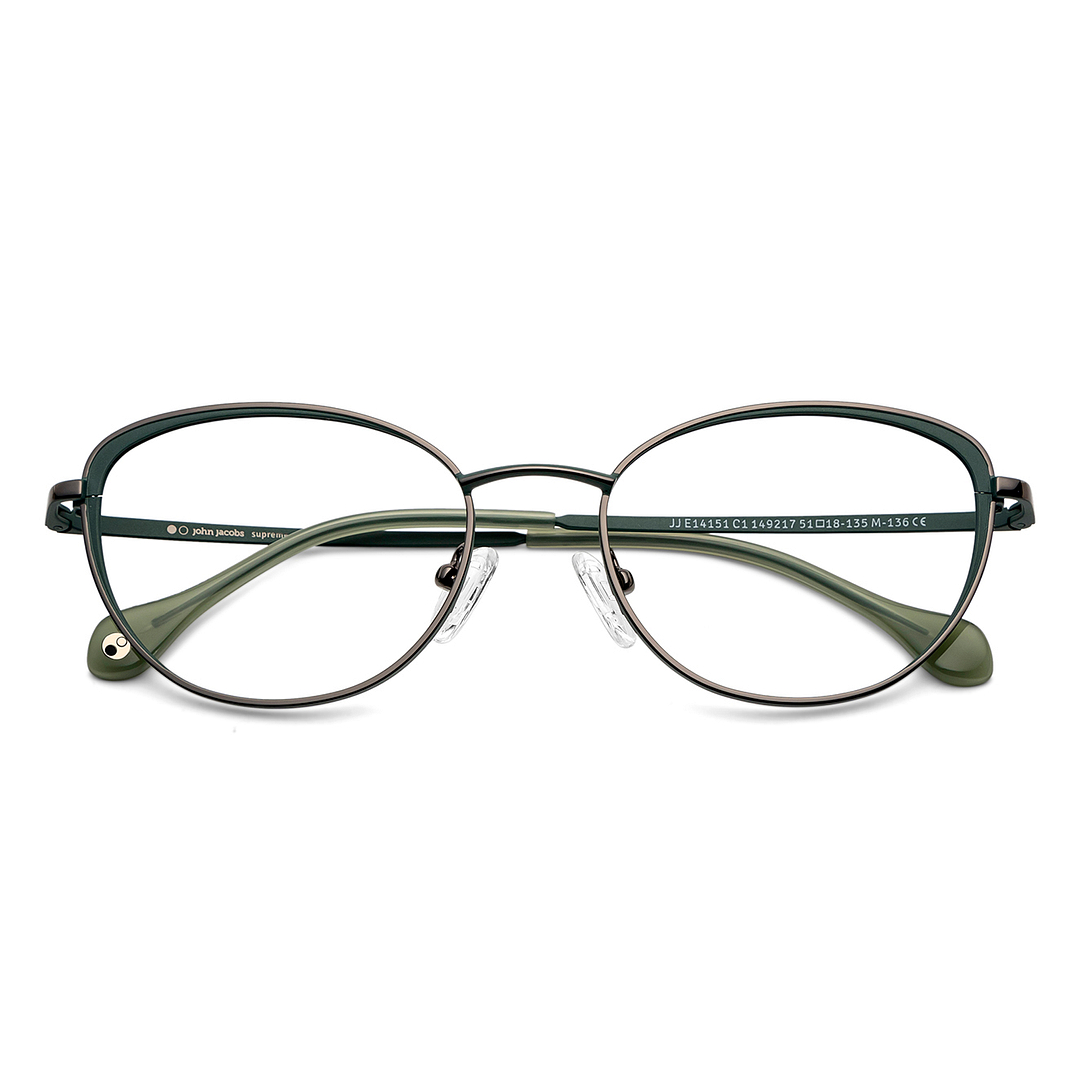 John Jacobs Online Gunmetal Green Full Rim Cat Eye left side